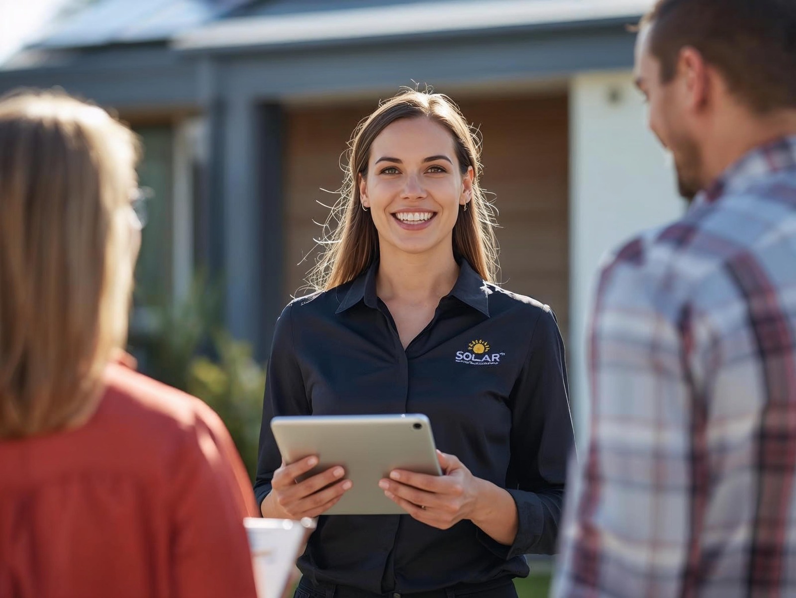 Solar consultant speaking to people